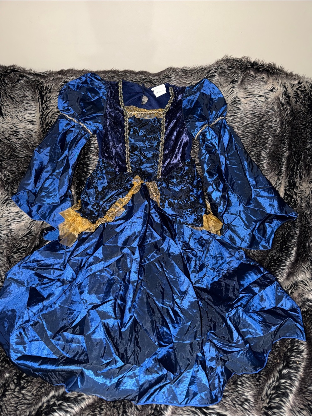 Girls Royal Blue and Gold Princess Costume Dress